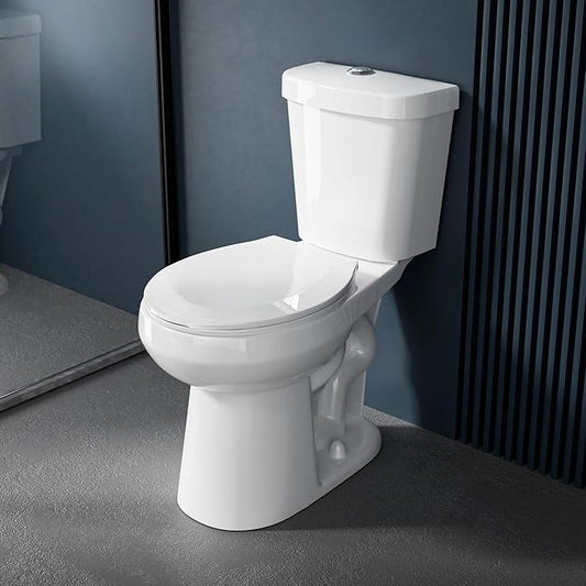 Compact Tall Toilet 19 Inch for Small Bathroom Space 1.1/1.6 GPF Tornado Dual Flush - Two Piece Comfort ADA High Toilet for Seniors, 19 Inch Bowl Height, 20 Inch Seat Height, White