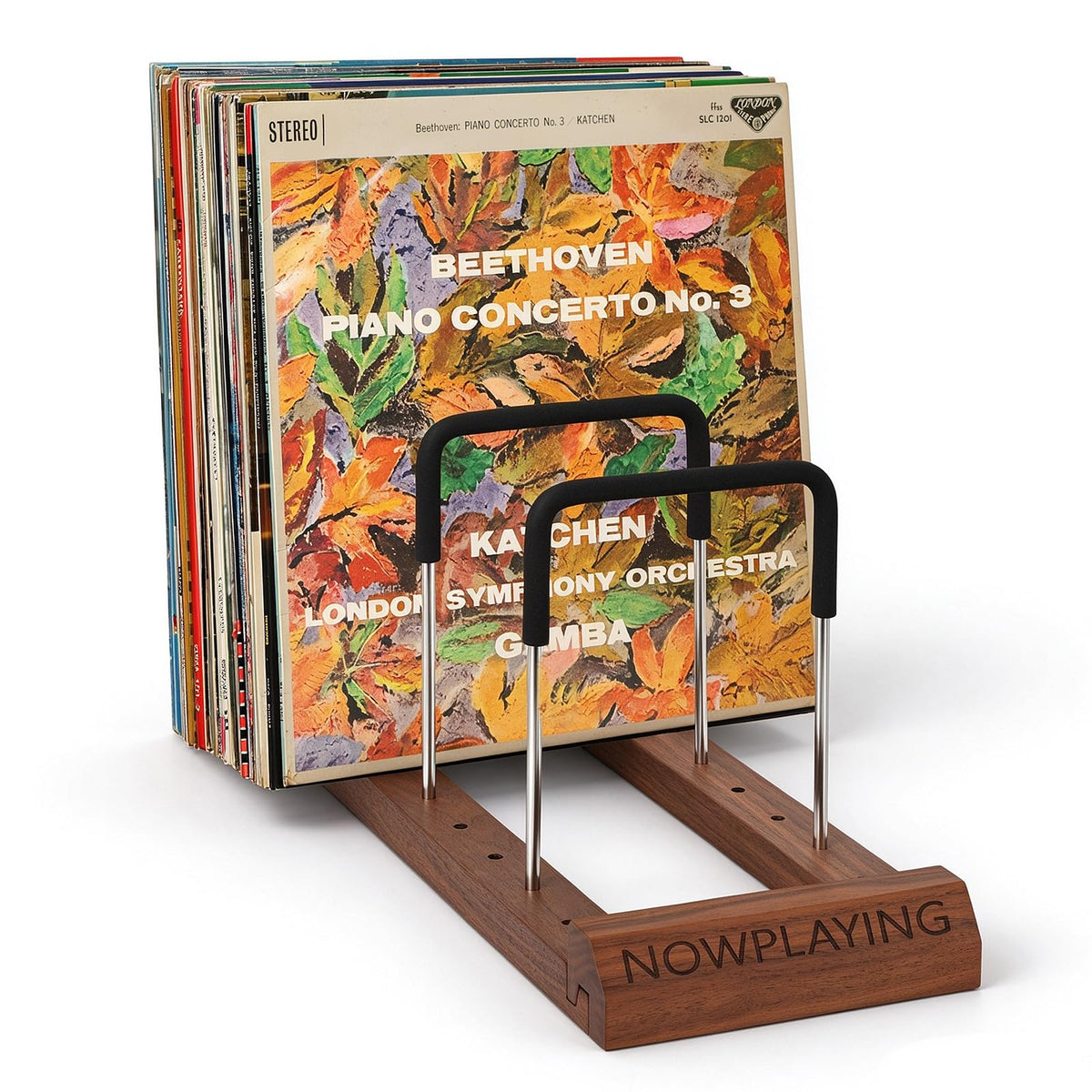 Vinyl Record Storage, Black Walnut Record Holder Display - Image 1