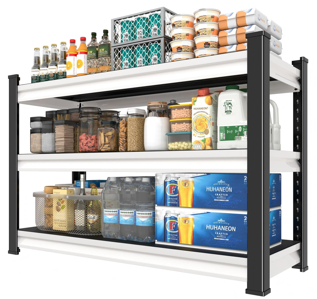 Metal Storage Garage Shelving - 40" W x 16" D x 36" H Black&White - Image 1