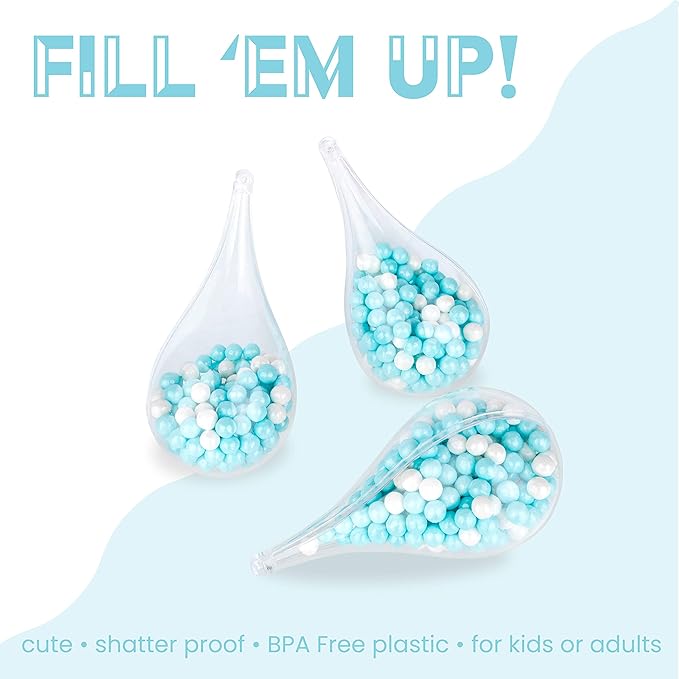 Hammont Tear Drop Shaped Acrylic Candy Boxes - 12 Pack - 4.34"x2.14" - Perfect for Weddings, Birthdays, Party Favors and Gifts | Designer Cute Clear Lucite Plastic Treat Containers