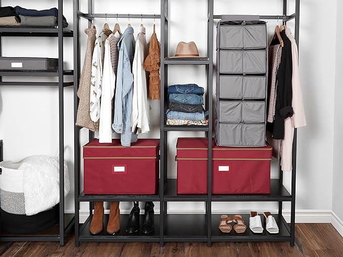 Covermates Keepsakes Hanging Closet Organizer Set - Heavy Duty Material, Sturdy Interior Shelves, Includes Trays with Dividers - Closet Storage, Graphite