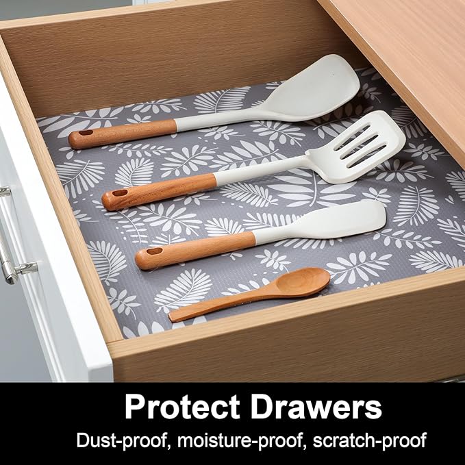 Cooyes Shelf and Drawer Liner for Kitchen Cabinets Non-Adhesive, Waterproof Non-Slip Cabinet Liners for Desk, Refrigerator, Shelves, Bathroom Drawers, Cabinet Protection（23.6" W x 236" L）