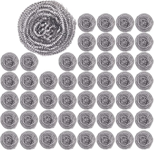 48 Pack Stainless Steel Scourers Sponges by XXJXING,Steel Wool scrubbers for stoves, pots, Cooker Hoods, etc. That are Difficult to Clean (48 Pack-10 Gram)