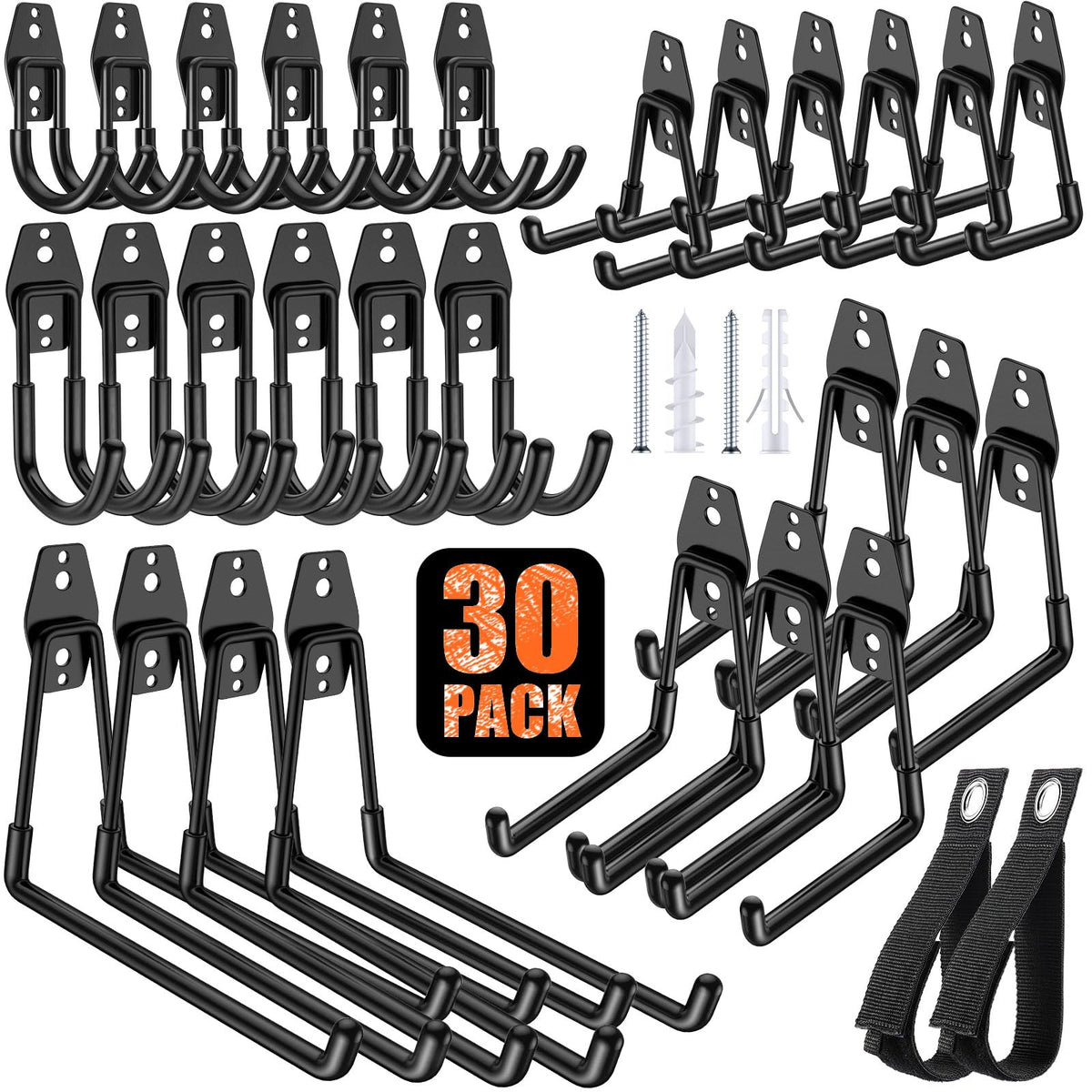 30-Pack Heavy Duty Garage Hooks for Storage & Hanging Items - Image 1