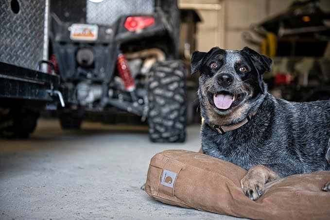 Carhartt Durable Canvas Pet Bed, Water Resistant Firm Duck Dog Bed, Dark Brown, Large