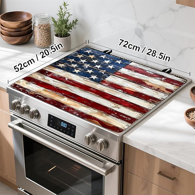 Stove Top Cover for Home Decoration Kitchen Pad Washable Cooktop Covers Countertop Stove Protector Mat for Home Kitchen Cooktops (Flag, 28"x20")