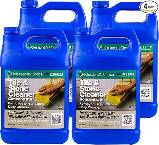 Miracle Sealants Tile & Stone Cleaner Concentrate for Natural Stone, Tile & Grout, Gallon, 4 Pack