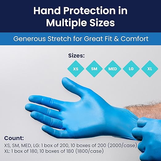 Adenna Miracle 4 mil Powder-Free Nitrile Exam Gloves, Medical Grade, Blue, X-Large, Case of 1800