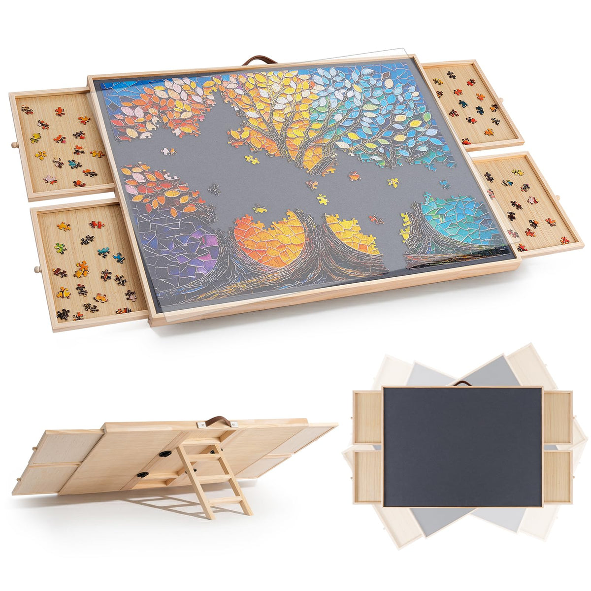 TEAKMAMA 1000 Pieces Puzzle Board,2-in-1 Tilting&Rotating Puzzle - Image 1