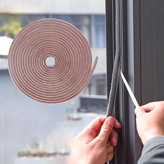 Bruiefpap 39.4FT Weather Stripping for Doors and Windows, Self-Adhesive Window Insulation for Winter, Weatherstrip for Draft Stopper, Soundproofing, Dustproof, 0.35'' Wide x 0.35'' Thick, Brown