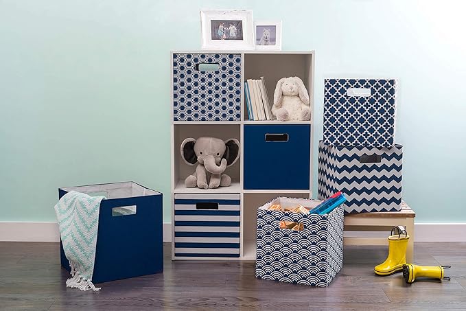 DII Poly-Cube Storage Collection Hard Sided, Collapsible Solid, Small, Nautical Blue