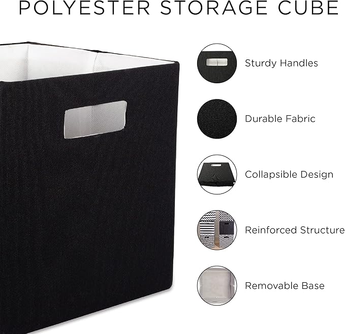 DII Collapsible Polyester Storage Cube, Solid, Lightweight and Durable, Large Square, 13x13x13, Bark Brown