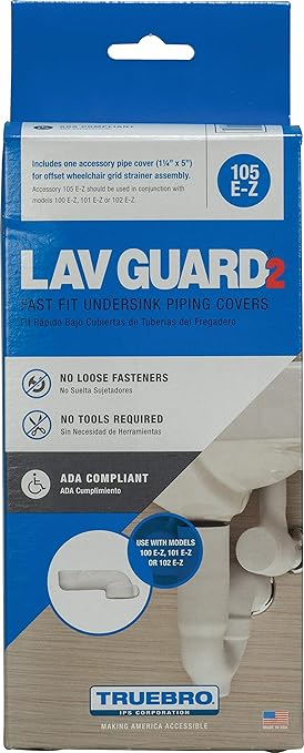 Truebro 82195 Lav Guard 2 100 Series Undersink Molded Vinyl 5" Offset Tailpiece Wheelchair Strainer Cover (105 E-Z), China White