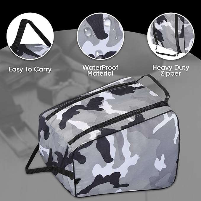 Shoe Bag Waterproof Sports Golf Boot Bag | Odor-Resistant Gym Kit Organiser Storage | Hiking Travel Dust-Proof Storage Bag for Wellington, Cowboy, Football, Rugby, Cricket Shoe (Gray Camo)
