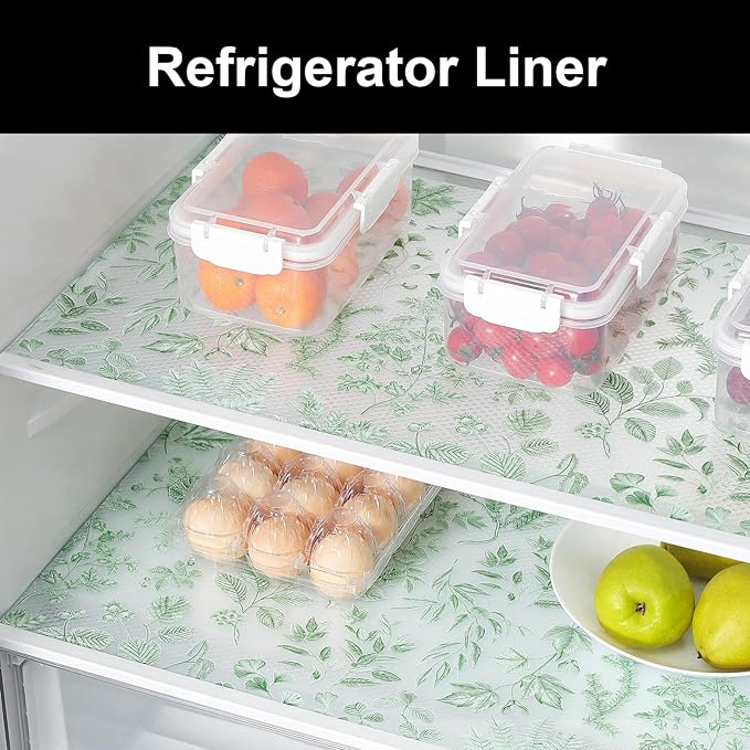 Cooyes Shelf Liners for Kitchen Cabinets, Waterproof and Oil-Proof Kitchen Cupboard Liner, Refrigerator Liners and Plastic Drawer Mats EVA Non Adhesive Shelves（17.5" W x 197" L）