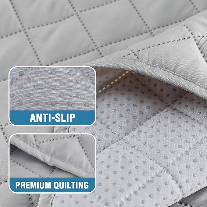H.VERSAILTEX Dog Cooling Mat, Anti-Slip Couch Protector for Dogs, Blanket Furniture Protector Washable, Pet Couch Cover for Sofa, Non Slip Dog Bed Sofa Cover(32"x74", Glacier Gray)