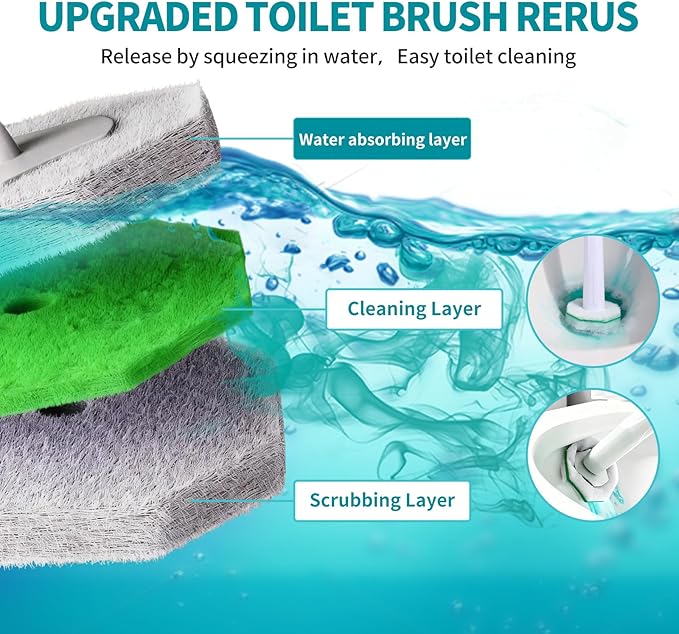60 Count Toilet Brush Heads, Toilet Wand Refills ，Suitable for Most Disposable Toilet Brushes. Features a Convenient snap-on Design. Both Home and Commercial use.No Falling Apart, Fresh Fragrance