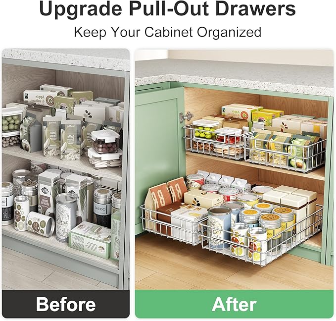 Pull-Out Cabinet Organizer — Stainless Steel, 2-Pack