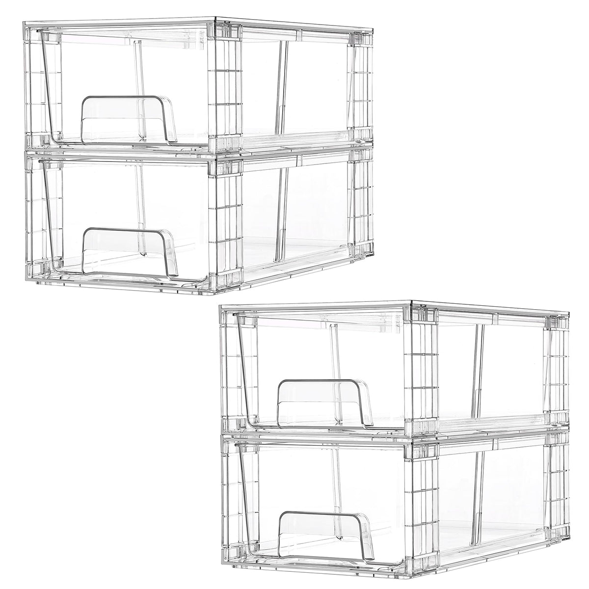 Vtopmart 4 Pack Stackable Clear Drawer with Dividers - Image 1