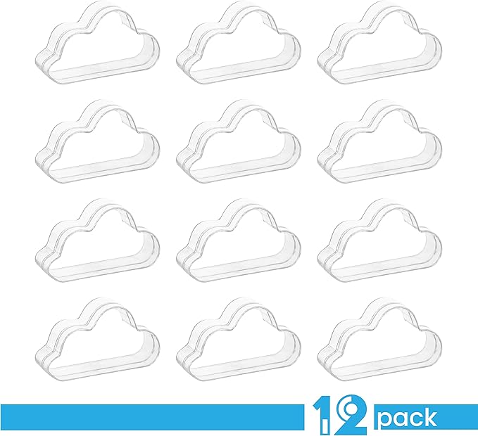 Hammont Cloud Shaped Acrylic Candy Boxes - 12 Pack - 3.07"x1.77"x0.98" - Perfect for Weddings, Birthdays, Party Favors and Gifts | Designer Cute Clear Lucite Plastic Treat Containers