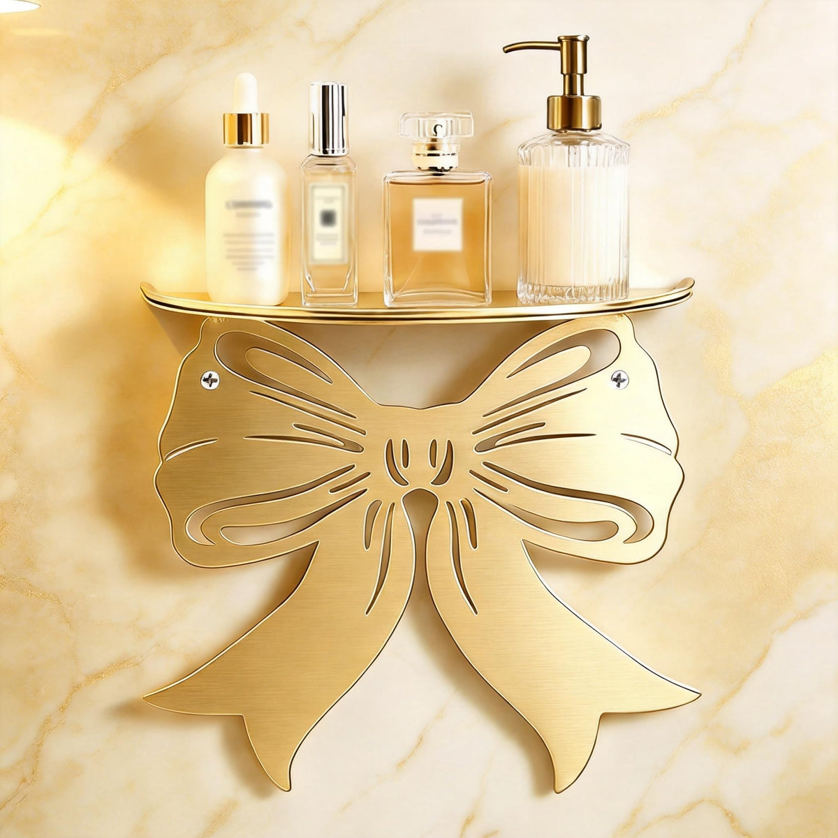 Wall Floating Shelves Gold Bow Shelf Butterfly Metal Shape - Image 1