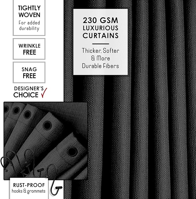 Clara Clark Bathroom Set - Coal Black Bathroom Accessories Set, 24PC Bathroom Accessory Set, Bathroom Sets with Shower Curtain Set, Adhesive Corner Shower Caddy Hanging & Soap Dispenser