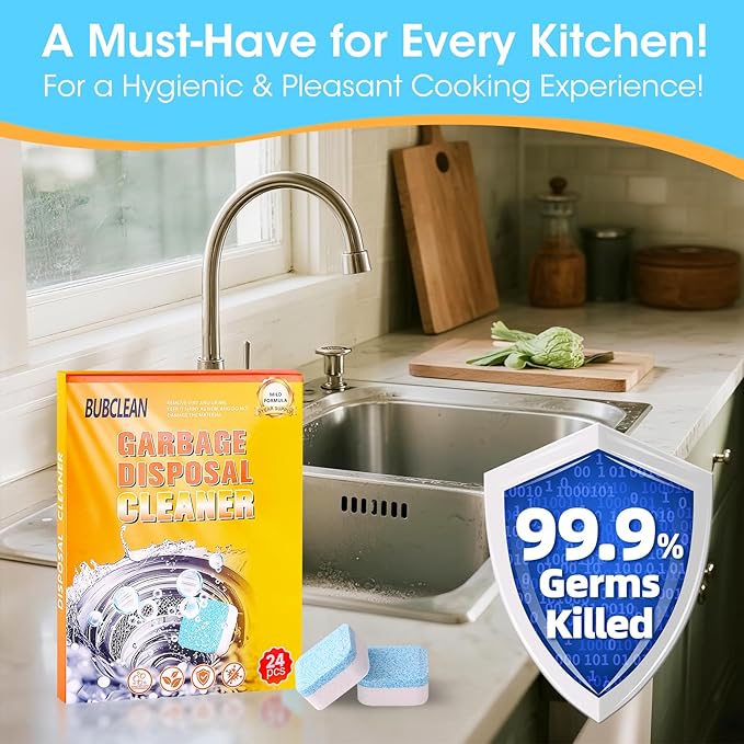 Garbage Disposal Cleaner Deodorizer Tablets - 24 Ultra-Strength Deep Clean to Eliminate Odors