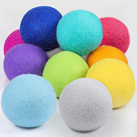 WILLBOND 10 Pack Wool Dryer Balls XL 3 Inch Reusable Laundry Natural No Lint Fabric Softener Replaces Dryer Sheets Wool Balls for Reduce Wrinkles Save Drying Time(Rainbow)