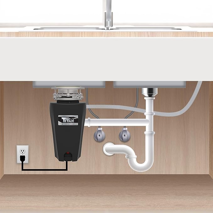 TITAN 10-US-TN-560-3B Torque Garbage Disposal System with Stainless Steel Impellers & Griding Components, Black (1/2 HP | Economy)