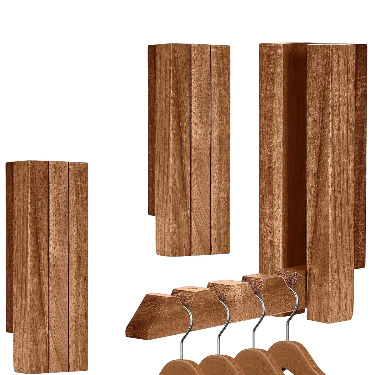 2 Pack Wall Mounted Folding Drying Rack, Wood Hanger for Laundry - Image 1