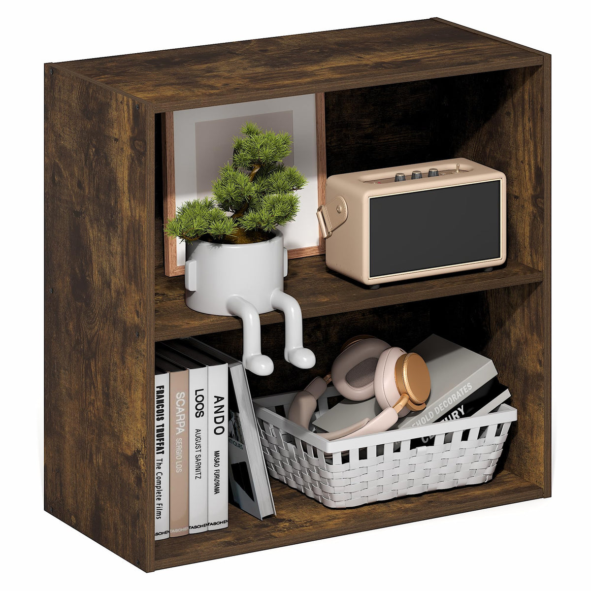 Furinno PASIR 2-Tier Book Shelf, Open Shelves Bookshelf - Image 1