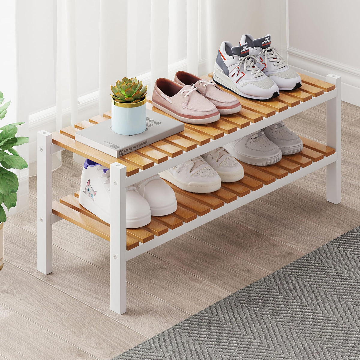 Bamboo Shoe Rack Organizer for Closet | Home Organization - Image 1