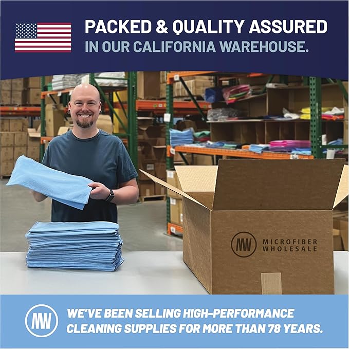 MW PRO Microfiber Cleaning Cloths Dark Blue 12 Pack, 12x12 - Commercial Janitorial Towels & Lint Free Rags - Heavy Duty for Auto Detailing, Glass Windows, Housekeeping & Screens - Washable 300+ Times
