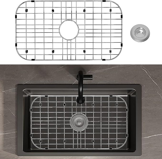 Kitchen Sink Grid 26" x 14", Sink Protectors for Kitchen Sink with Center Drain, Sink Bottom Grid, Stainless Steel Sink Protector, Sink Grate for Bottom of Kitchen Sink (26" x 14" - Center Drain)
