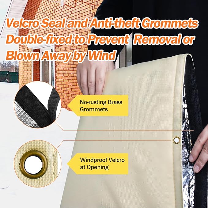Backflow Preventer Pipe Insulation Cover (5°F) - Irrigation Sprinkler Valve Insulated Pouch - Water Well Pump Cover - Sturdy 5 Layers for Winter Freeze Protection, 70" W x 60" H, Beige