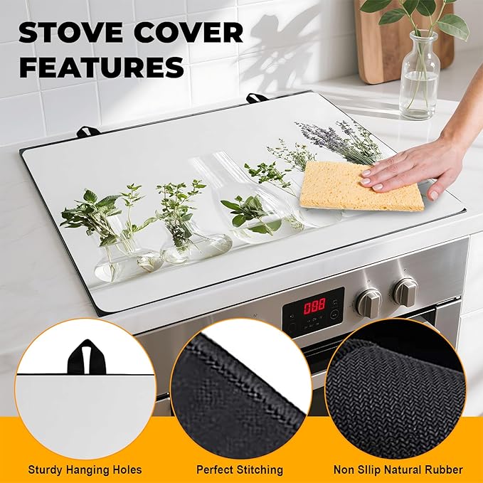 Stove Top Cover for Home Decoration Kitchen Pad Washable Cooktop Covers Countertop Stove Protector Mat for Home Kitchen Cooktops (vase, 28"x20")