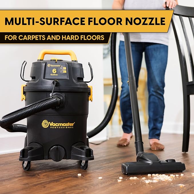 Vacmaster VK609PFR 0201 6 Gallon 5.5 Peak HP 3-in-1 Wet/Dry/Upholstery Shampoo Vacuum Cleaner