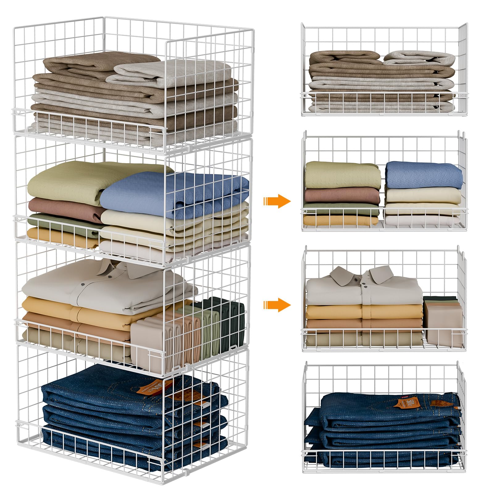 4-Tier Stackable Closet Organizers and Storage Baske | Home Organizati - Image 1