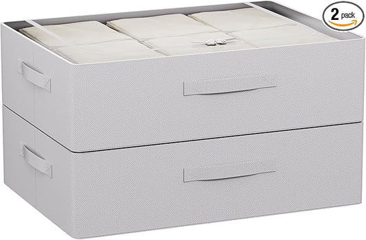 CYhom Under Bed Storage Bins Frame Storage Box Oxford Fabric Sturdy Underbed Container Foldable Stackable Large Capacity Clothes Organizer (Grey, 23.6" x 19.7" x 6.3")