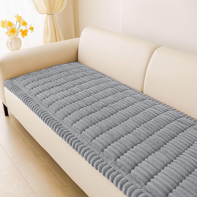 hyha Couch Covers for Dogs Washable, Non Slip Plush Dog Sofa Protectors, Fuzzy Pet Couch Covers for 3 Cushion Sofa Pet Friendly (Grey, 27.6" x 59")