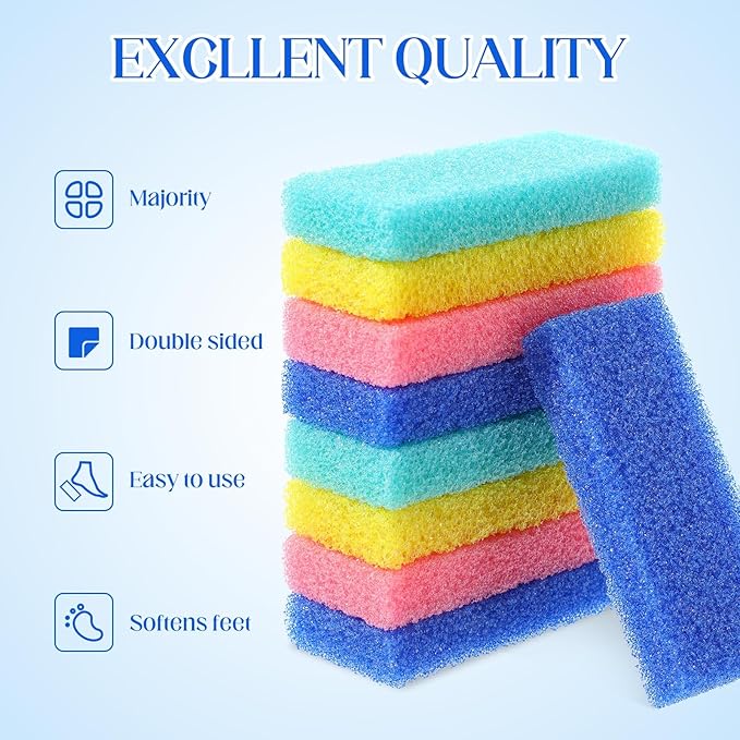 Batiyeer 300 Pcs Pumice Stone Bulk for Feet Scrubber Dead Skin Disposable Foot Pumice Foot Shower Scrubber for Heel Cuticle Callus Remover Bath Spa (Blue, Sky Blue, Pink, Yellow)