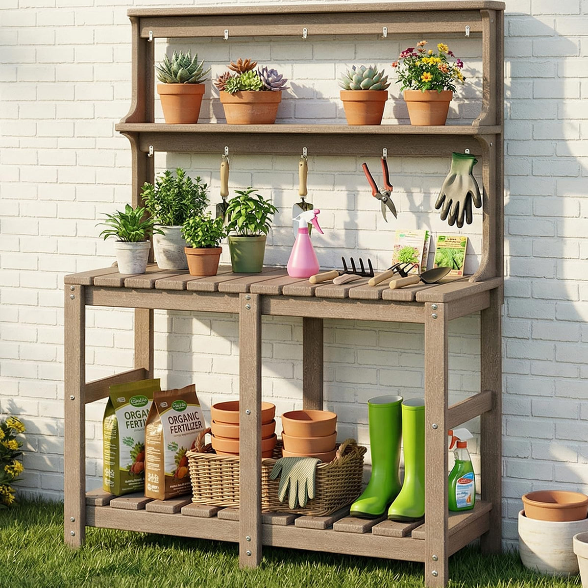 Outdoor Potting Bench with 3 Tier, All-Weather Patio - Image 1
