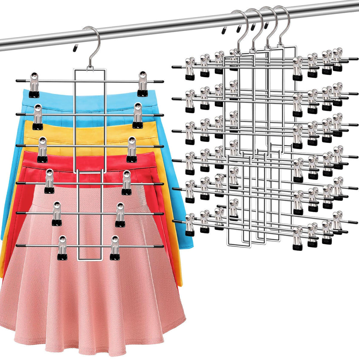 4 Pack Pants-Hangers-Space-Saving, 6 Tier-Closet-Organizer - Image 1