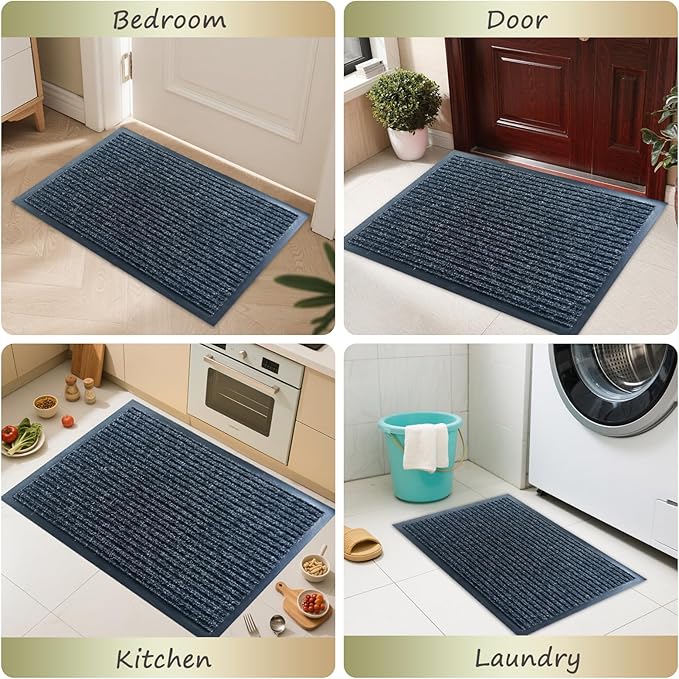 Front Door Mat,2'x6'Indoor Outdoor Door Mat,Heavy Duty Durable Welcome,Commercial Floor Mats Inside Outside Entrance, Waterproof All-Season, All-Weather Non Slip Backing Doormat for Entryway,Black