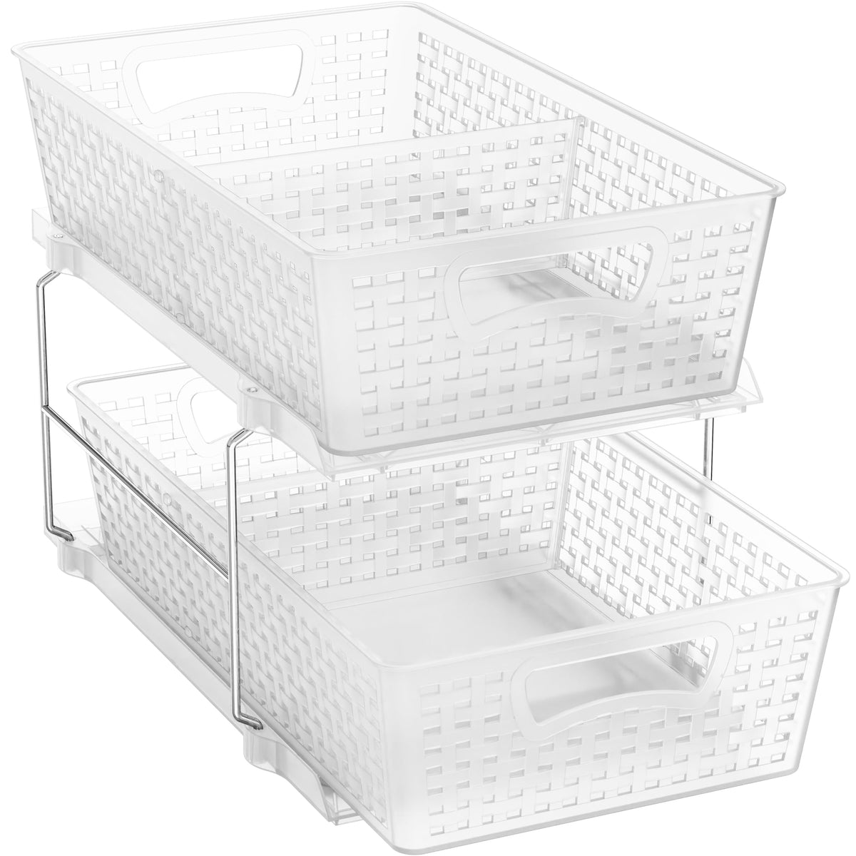 Simple Houseware 2 Tier Pull-Out Sliding Drawer Under Sink Storage, Clear