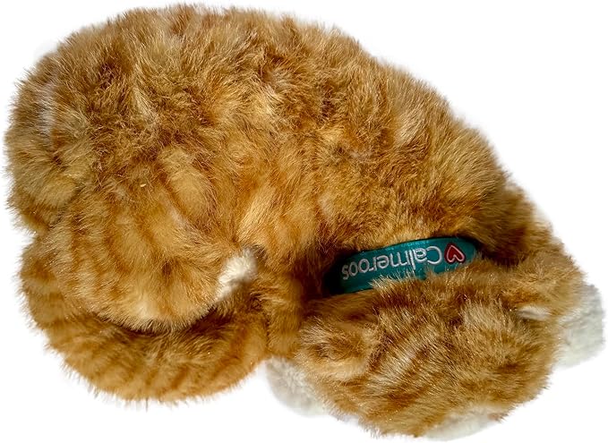Plush Heartbeat Toys - Calming Separation Anxiety Relief Toys for Puppies and Kittens - Heartbeat Simulator in a Soft Comforting Pillow Pet Plush for Dogs and Cats (Orange Stripe)