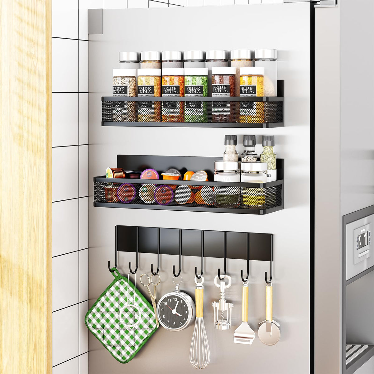 Aufworld Magnetic Spice Rack for Refrigerator, 3 Pack - Image 1