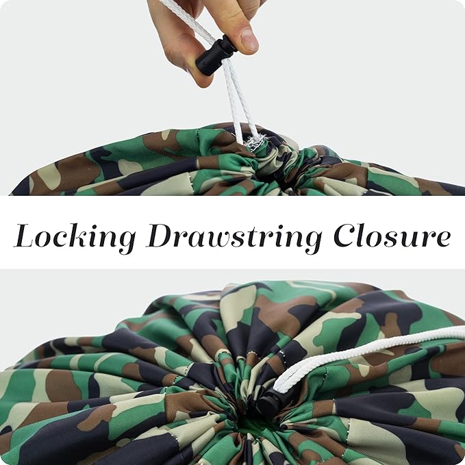 Nylon XL Laundry Bag - Locking Drawstring Closure, Machine Washable, These Large Bags Will Fit a Laundry Basket and Strong Enough to Carry up to Two Loads of Clothes (Camouflage | 30" x 40")
