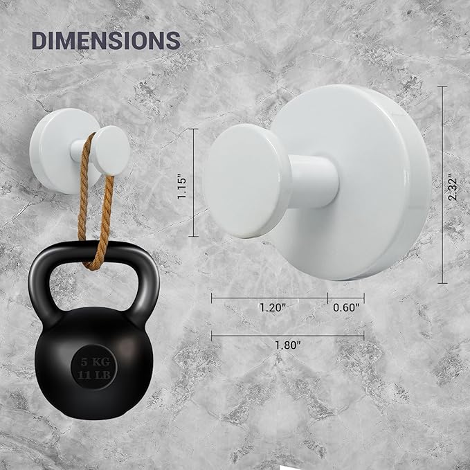 Suction Cup Hooks for Shower - 4 Pack, White - Stainless Steel, Strong Suction, No Drill, Removable Hanger, Tile Bathroom Kitchen Wall, Glass Door, Mirror Hook Hanging Robe, Towel Holder