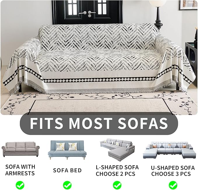 HAOMAIJIA Non Slip Couch Cover Sofa Covers for 3 Cushion Couch Washable sectional Couch Covers for Dogs pet Furniture Protector Couch Cover Blanket for Living Room (MR-Black, 71"x134")